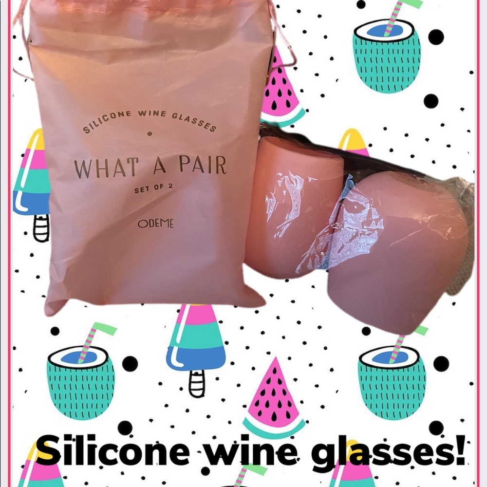 ODEME SILICONE WINE GLASS SET. Draw String Bag!🍹